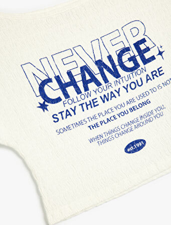 Bürümcük Tişört Slogan Baskılı Kısa Kollu Bisiklet Yaka Slim Fit