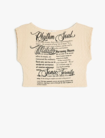 Bürümcük Tişört Slogan Baskılı Kısa Kollu Bisiklet Yaka Slim Fit