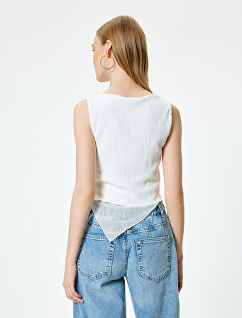 Straplez Bluz Kolsuz Drapeli Slim Fit