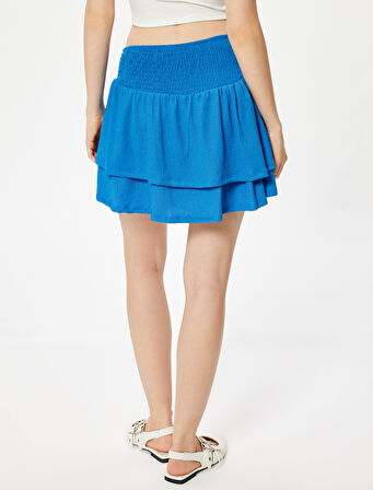 Mini Etek Bürümcük Gipeli Katlı Beli Lastikli Rahat Kalıp