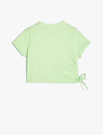 Tişört Büzgü Detaylı Kısa Kollu Bisiklet Yaka 