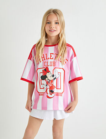 Mickey Mouse Spor Tişört Lisanslı Kısa Kollu Bisiklet Yaka 