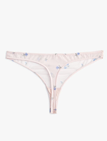 Çiçekli String Külot Tül Standart Bel