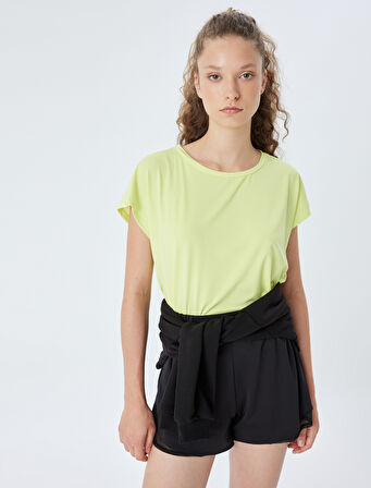 Oversize Spor Tişört Basic Bisiklet Yaka Kısa Kollu