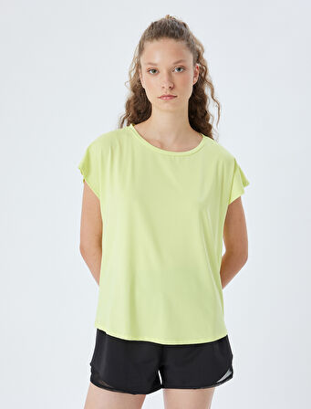 Oversize Spor Tişört Basic Bisiklet Yaka Kısa Kollu