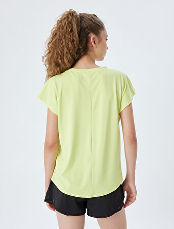 Oversize Spor Tişört Basic Bisiklet Yaka Kısa Kollu