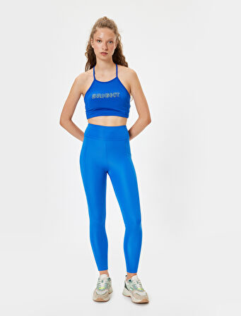 Spor Tayt Cep Detaylı Yüksek Bel Slim Fit