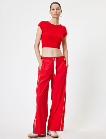 Basic Tişört Kap Kol Bisiklet Yaka Modal Karışımlı Slim Fit