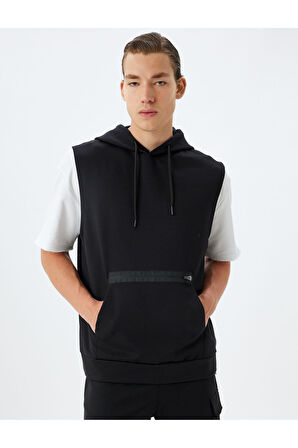Spor Sweatshirt Oversize Kolsuz Kapşonlu Fermuar Detaylı Viskon Karışımlı Çelikli Interlok Kumaş