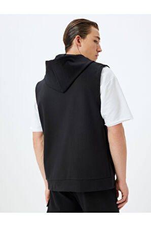 Spor Sweatshirt Oversize Kolsuz Kapşonlu Fermuar Detaylı Viskon Karışımlı Çelikli Interlok Kumaş