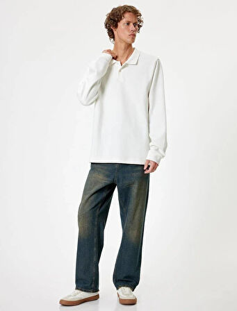 5WAM70091MK Koton Erkek Sweat BEYAZ