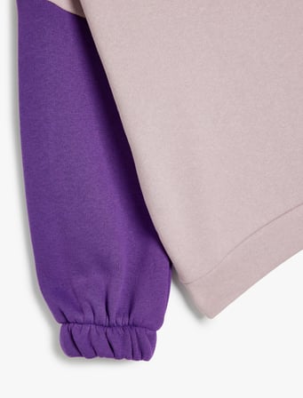 Kapşonlu Crop Sweatshirt Slogan Baskılı Uzun Kollu Pamuklu