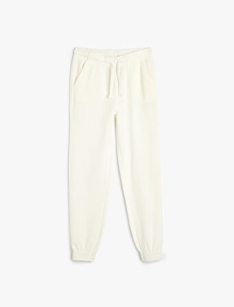 Basic Jogger Eşofman Altı Beli Bağlamalı Dokulu Pamuklu 