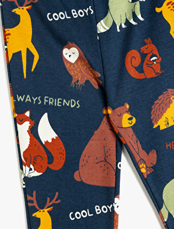 Eşofman Altı Hayvanlar Baskılı Beli Lastikli