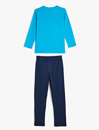 Pijama Takımı Oyun Temalı Baskı Detaylı Uzun Kollu Pamuklu 