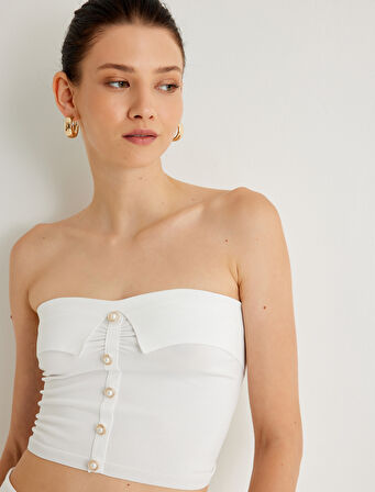 Koton X Melis Ağazat - Straplez Büstiyer Düğmeli Kat Detaylı