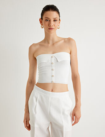 Koton X Melis Ağazat - Straplez Büstiyer Düğmeli Kat Detaylı