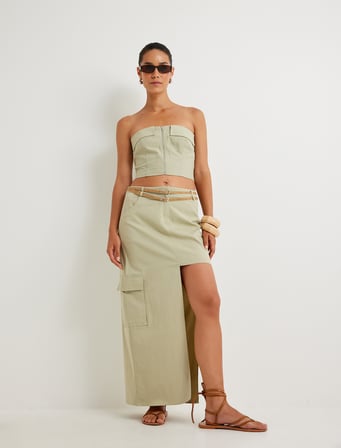 Crop Straplez Büstiyer Fermuarlı Kat Detaylı Slim Fit  