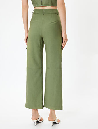 Kargo Pantolon Düz Bol Paça Modal Kumaş