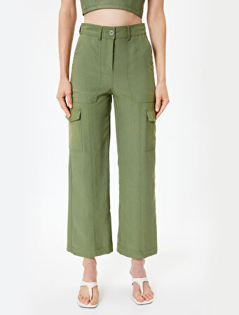 Kargo Pantolon Düz Bol Paça Modal Kumaş