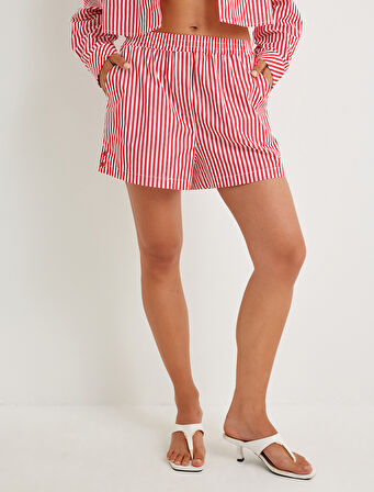 Mini Boxer Şort Cepli Beli Lastikli Pamuklu