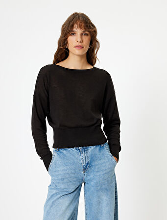 Basic Triko Kazak Uzun Kollu Yuvarlak Yaka 