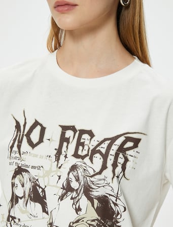 Anime Tişört Baskılı Kısa Kollu Bisiklet Yaka Relax Fit Pamuklu