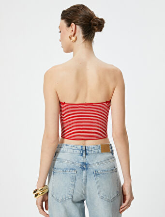 Straplez Kroşe Crop Üst