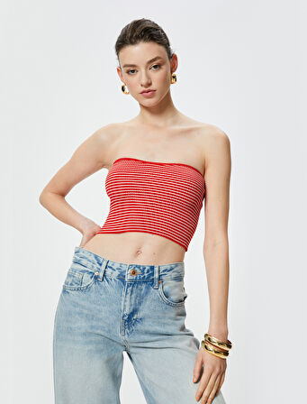 Straplez Kroşe Crop Üst
