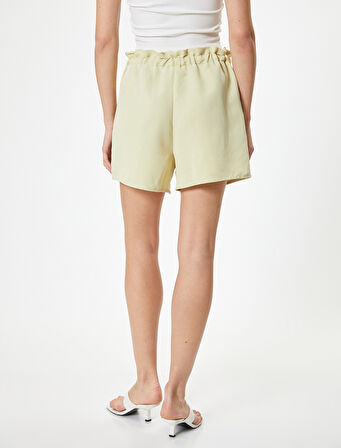 Beli Bağcıklı Mini Şort Rahat Kalıp Cepli