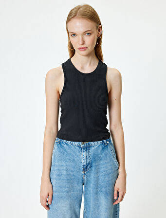 Halter Yaka Atlet Fitilli Sırt Detaylı Kolsuz Slim Fit