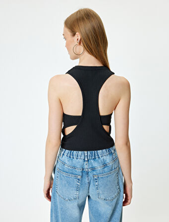 Halter Yaka Atlet Fitilli Sırt Detaylı Kolsuz Slim Fit