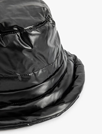 Suni Deri Bucket Şapka Yumuşak İçi Dolgulu