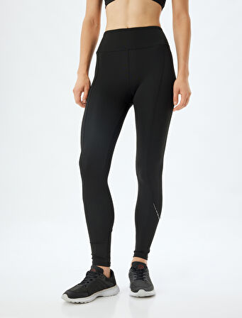 Spor Tayt Yüksek Bel Dikiş Detaylı Slim Fit İnterlok