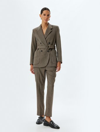 Cepli Kruvaze Kemerli Blazer Ceket