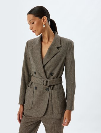 Cepli Kruvaze Kemerli Blazer Ceket