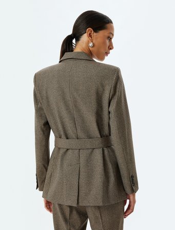 Cepli Kruvaze Kemerli Blazer Ceket