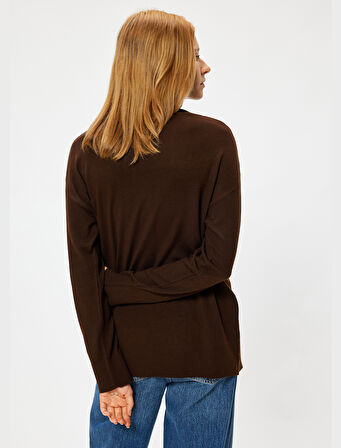 Oversize Triko Balıkçı Yaka Kazak Uzun Kollu