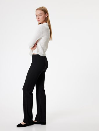 İspanyol Paça Tayt Pantolon Yüksek Bel Skinny Fit