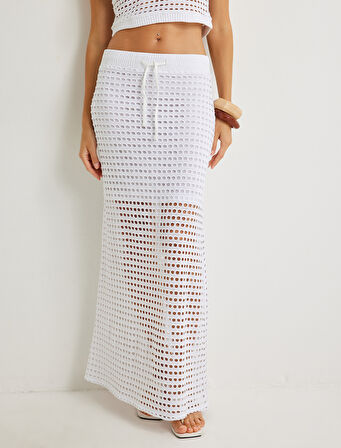 Koton X Şahika Ercümen - Kroşe Uzun Etek Yarım Astarlı