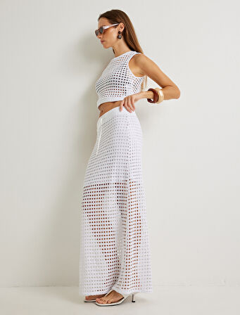 Koton X Şahika Ercümen - Kroşe Uzun Etek Yarım Astarlı