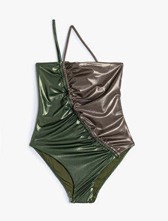 Parlak Metalik Tek Omuz Mayo Drapeli