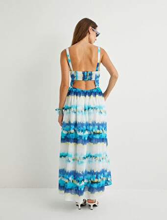 Koton X Şahika Ercümen - Midi Askılı Kloş Elbise Astarlı Arkası Pencere Detaylı