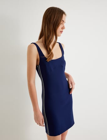 Mini Bodycon Elbise Sırt Dekolteli Kolsuz Yanları Şerit Detaylı 
