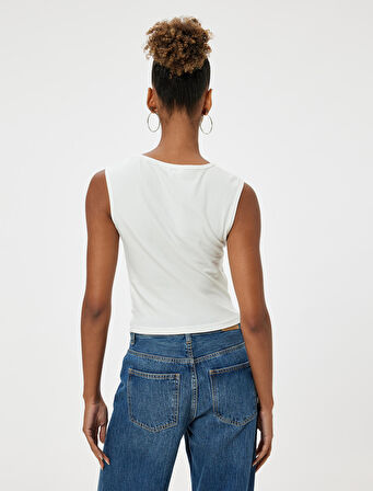Taş Detaylı Atlet Kolsuz Bisiklet Yaka Slim Fit