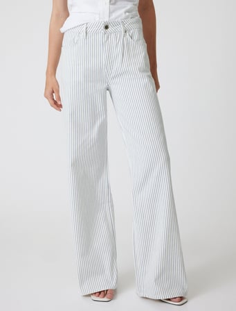 Normal Bel Düz Paça Kot Pantolon Pamuklu Düğmeli - Balloon Fit Jeans