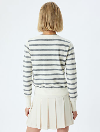 Triko Hırka Yuvarlak Yaka Uzun Kollu 