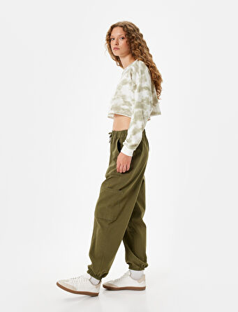 Jogger Pantolon Kargo Cepli Beli Bağcıklı Slim Fit