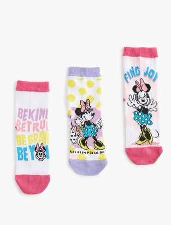 3'lü Minnie Mouse Baskılı Çorap Seti Lisanslı