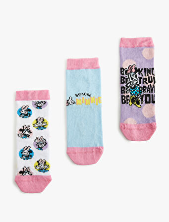 3'lü Minnie Mouse Baskılı Çorap Seti Lisanslı